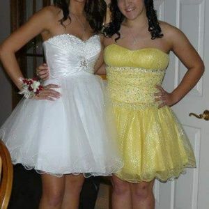 White or yellow homecoming dress